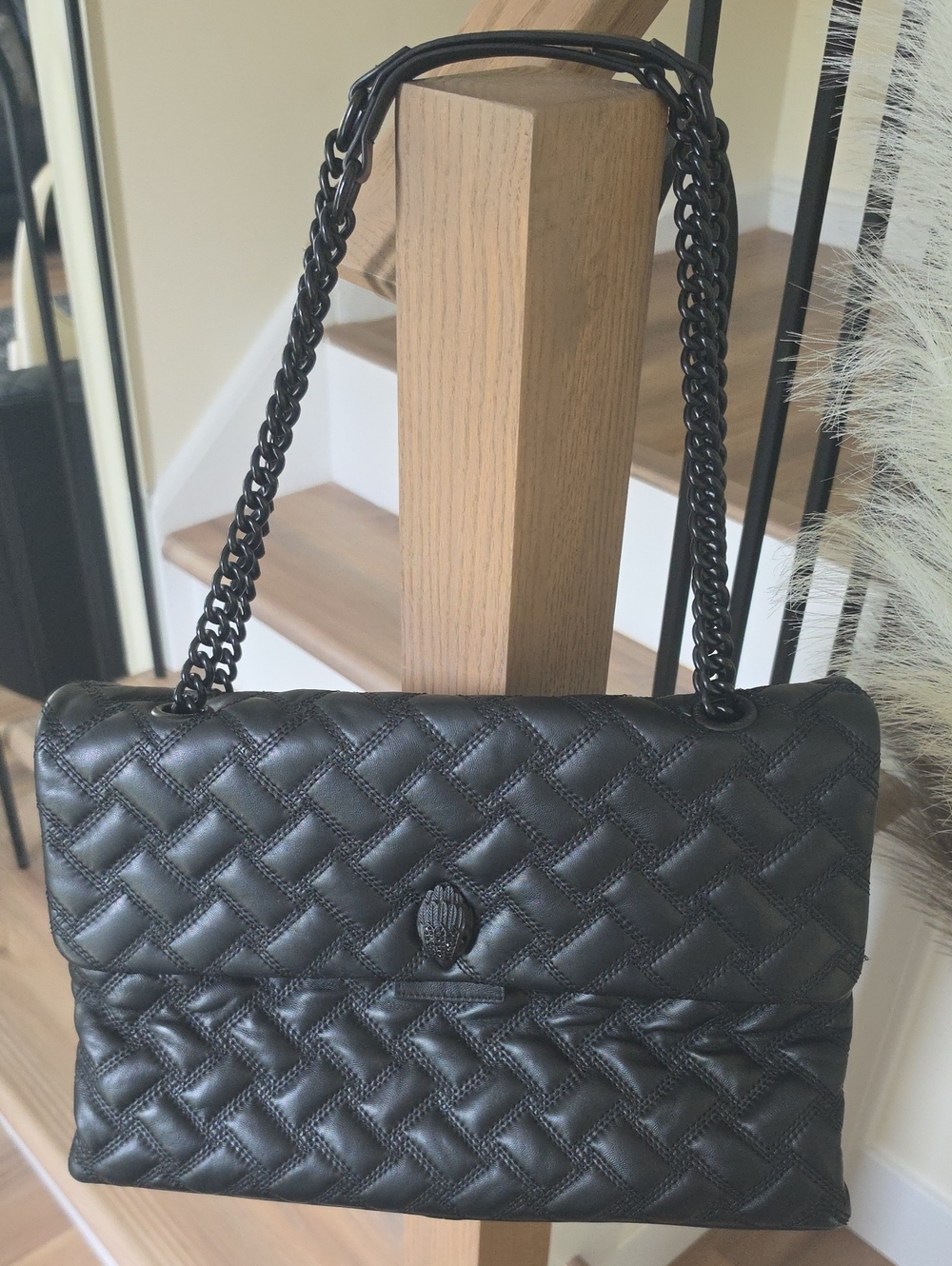 Kurt Geiger Black Quilted Chain-Handle Shoulder Bag